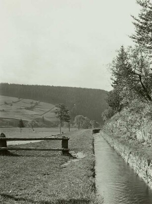 Cämmerswalde-Haindorf, Kunstgraben des Freiberger Bergbaureviers über der Flöha