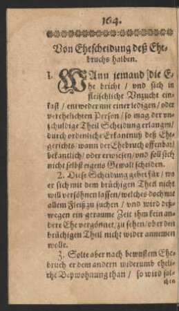 Von Ehescheidung deß Ehebruchs halben.