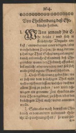Von Ehescheidung deß Ehebruchs halben.