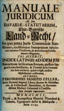 Manuale iuridicum ad ius statuarium Bav.