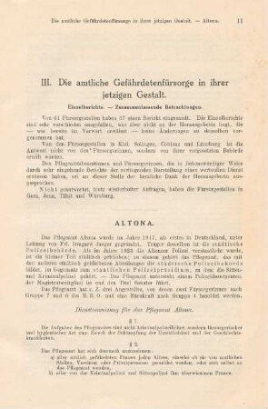 III. Die amtliche Gefährdetenfürsorge in ihrer jetzigen Gestalt