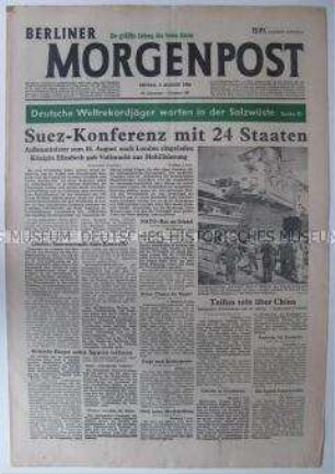 Tageszeitung "Berliner Morgenpost" zur Einberufung einer internationalen Konferenz zur Beilegung der Suez-Krise