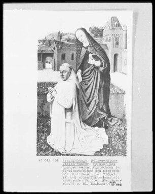 Diptychon — Heilige Barbara mit Karthäusermönch