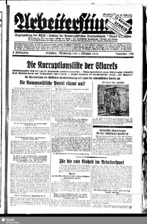 Arbeiterstimme : Tageszeitung der Kommunistischen Partei Deutschlands, Sektion der Kommunistischen Internationale, Bezirk Sachsen, Verbreitungsgebiet Ostsachsen
