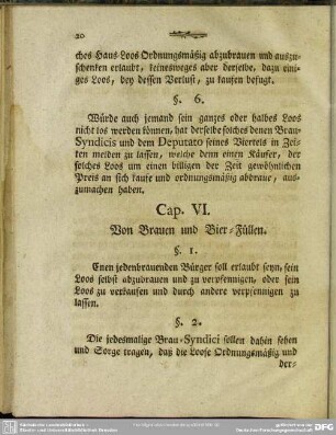 Cap. VI. Von Brauen und Bier-Füllen