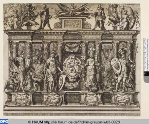 Fassade mit Allegorien und Wappen von Kardinal Francesco Sforza