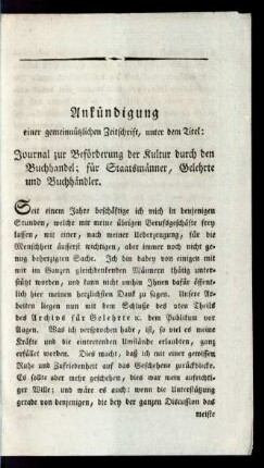 Ankündigung einer gemeinnützlichen Zeitschrift ...