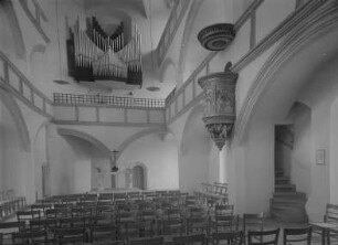 Torgau. Schloß Hartenfels (16. Jh.), Schloßkirche (1543/1544), Inneres zur Orgel