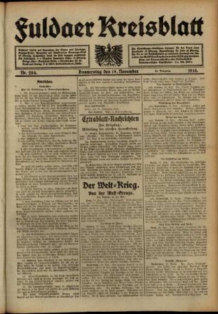 Ausgabe vom Donnerstag, den 19. November 1914.