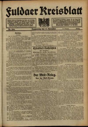 Ausgabe vom Donnerstag, den 19. November 1914.