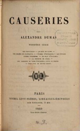 Causeries, 1. Les trois dames