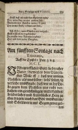Am fünfften Sontage nach Trinitatis.