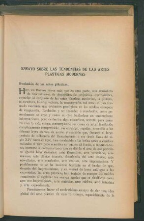 Ensayo sobre las tendencias de las artes plásticas modernas