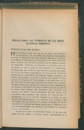 Ensayo sobre las tendencias de las artes plásticas modernas