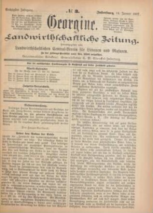 Sechzigster Jahrgang. No. 3. Insterburg, 14. Januar 1892.