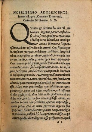 Conradi Neobarii De Inveniendi argumenti disciplina libellus : in studiosae iuuentutis gratiam nunc primum conscriptus