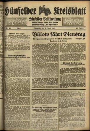 Erste Ausgabe vom Dienstag, den 05. April 1932.