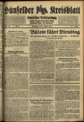 Erste Ausgabe vom Dienstag, den 05. April 1932.
