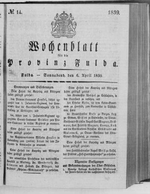No. 14, Ausgabe vom 6. April 1839