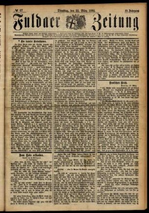 Ausgabe vom Dienstag, den 22. März 1892.
