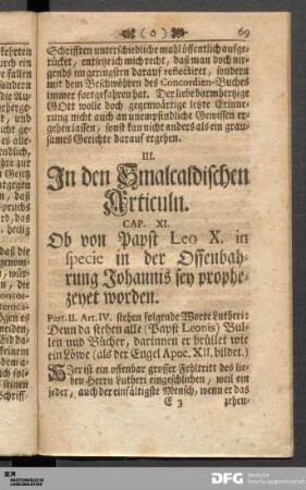III. In den Schmalcaldischen Articuln.