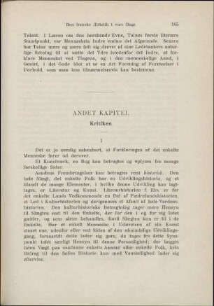 Andet Kapitel. Kritiken