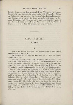 Andet Kapitel. Kritiken