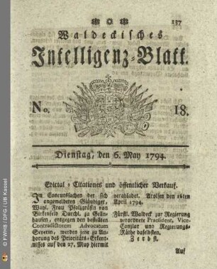 No. 18. Dienstag, den 6. May 1794