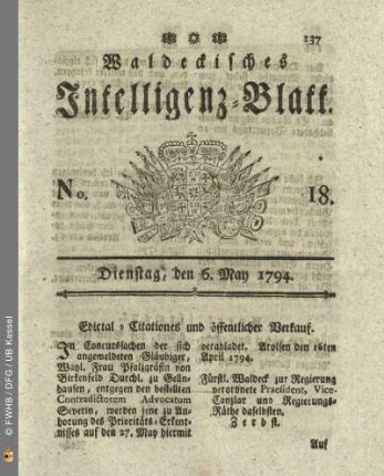 No. 18. Dienstag, den 6. May 1794
