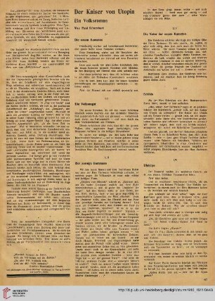 Der Kaiser von Utopia, [15] : Ein Volksroman