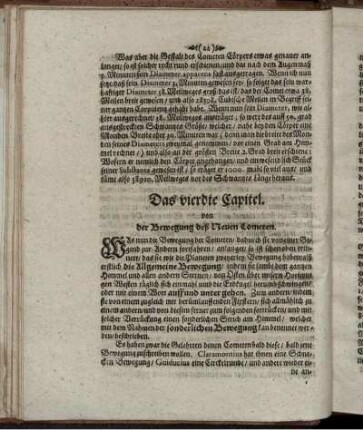 Das vierdte Capitel. Von der Bewegung deß Neuen Cometen