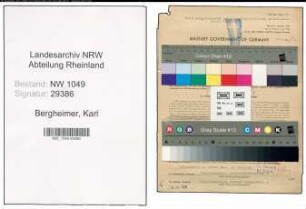 Entnazifizierung Karl Bergheimer , geb. 09.07.1896 (Disponent)