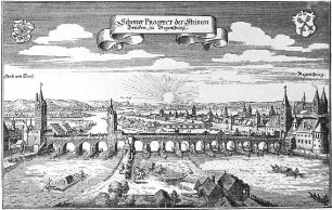Regensburg, Steinerne Brücke nach Merian