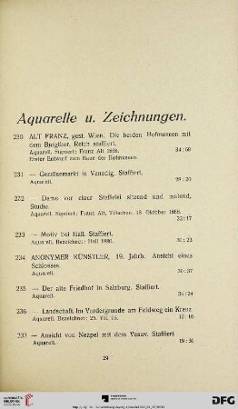 Aquarelle und Zeichnungen (Nr. 230-288)