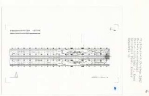 Verkehrsknotenpunkt, Essen-Leithe (Diplomarbeit bei Bernhard Hermkes): Schienenverkehr Ost-West, Grundriss oberes Bahnsteigeschoss 1:500