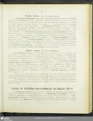 Lehrplan der Königlichen Gewerbzeichenschule im Lehrjahre 1885/86