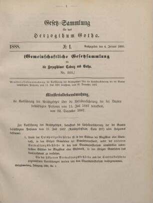 1888: Gesetzsammlung für das Herzogthum Gotha