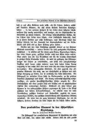 Das produktive Moment in der ästetischen Erziehung