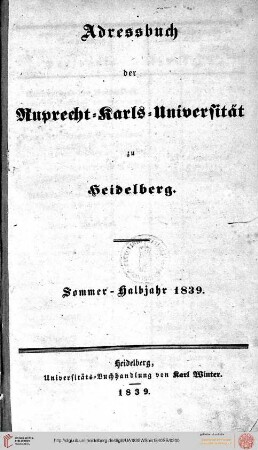 Sommersemester 1839