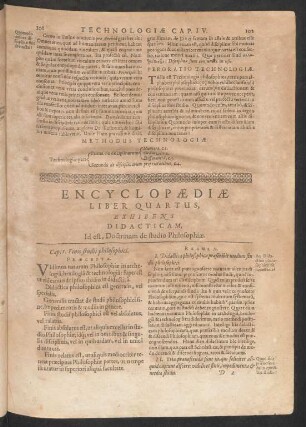 Encyclopaediae Liber Quartus, Exhibens Didacticam, Id est, Doctrinam de studio Philosophiae.