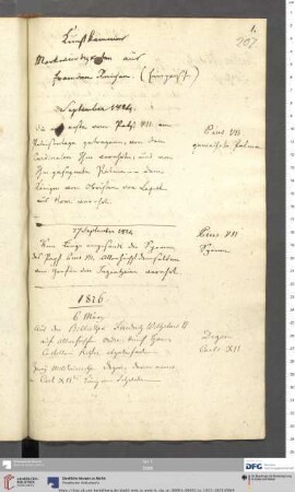 Kunstkammer Merkwürdigkeiten: September 1824–8. November 1827