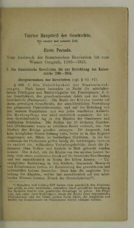 Erste Periode. Vom Ausbruch der französischen Revolution bis zum Wiener Congress, 1789-1815