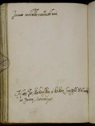 Jo. Kokorsky a Kokor, Padua 10 Junij 1575