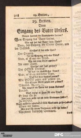 19. Lection. Vom Eingang des Vater Unsers.