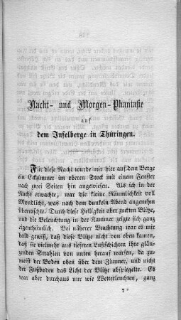 Nacht- und Morgen-Phantasie auf dem Inselberge in Thüringen.
