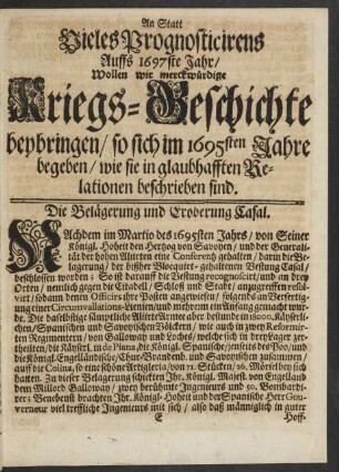 Die Belägerung und Eroberung Casal.