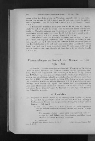 Versammlungen zu Rostock und Wismar. - 1457 Apr. - Mai.