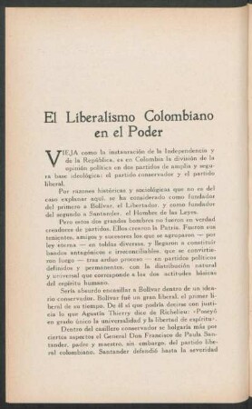 El Liberalismo Colombiano en el Poder