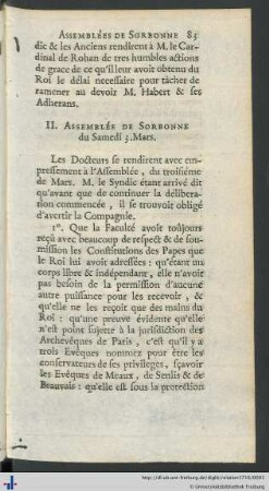 II. Assemblée De Sorbonne du Samedi 3. Mars.