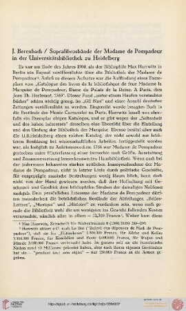 Neue Folge 1939: Supralibrosbände der Madame de Pompadour in der Universitätsbibliothek zu Heidelberg